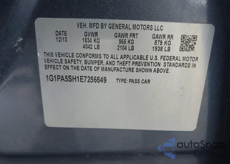 2014 Chevrolet Cruze Ls Auto from USA, damaged, VIN 1G1PA5SH1E7256649